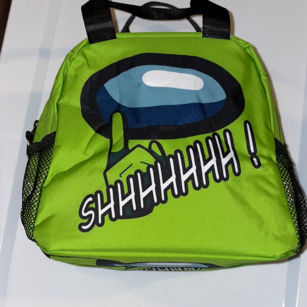 🎮 🆕 👽 Among Us Character Green Shhhhhh Graphic Lunch Bag